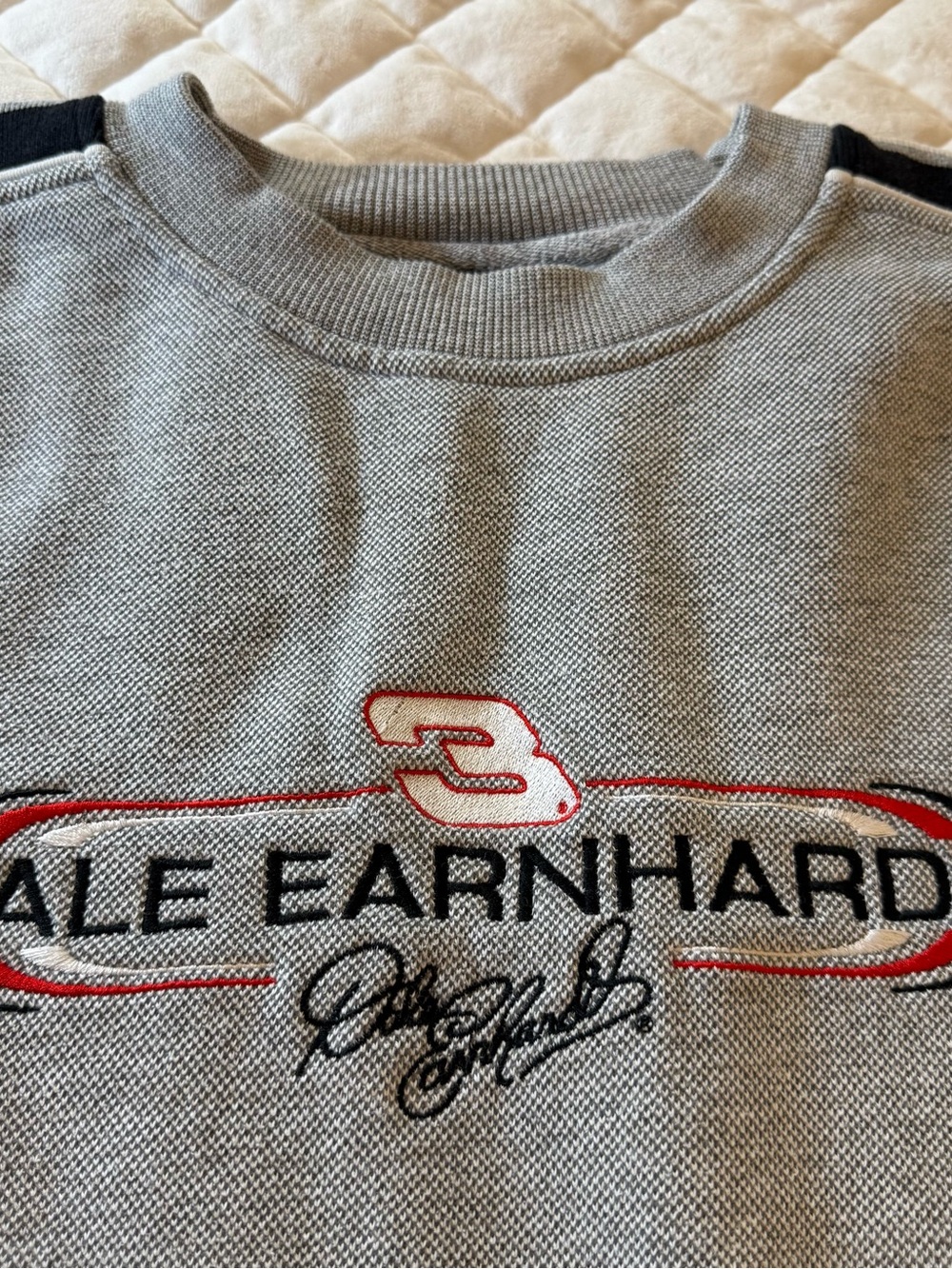 Vtg Dale Earnhardt NASCAR Sweatshirt Crewneck Gray Waffle Knit Size L Chase